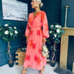 Faith Pleated Midi Dress Floral Coral