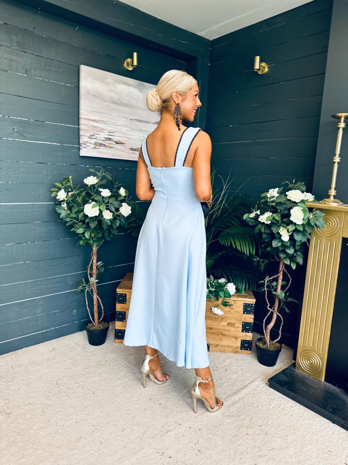 Jane Bow Detail Midi Dress Pwr Blue