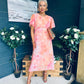 Eabha Angel Sleeve Midi Dress Peach
