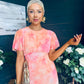Eabha Angel Sleeve Midi Dress Peach