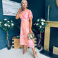 Eabha Angel Sleeve Midi Dress Peach