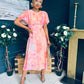 Eabha Angel Sleeve Midi Dress Peach