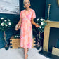 Eabha Angel Sleeve Midi Dress Peach