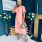 Eabha Angel Sleeve Midi Dress Peach