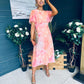 Eabha Angel Sleeve Midi Dress Peach