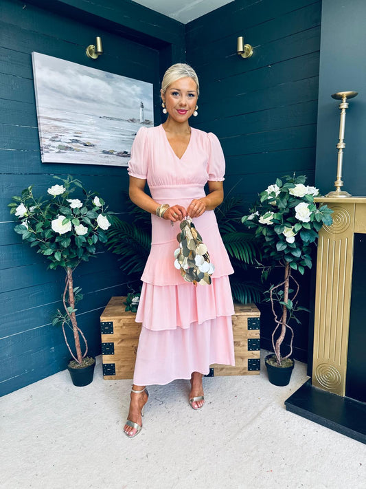 Beky Layered Midi Dress Pwr Pink