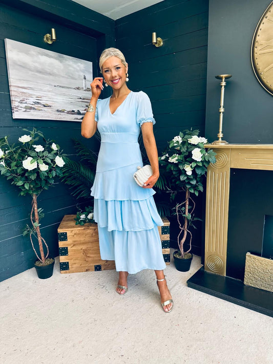 Beky Layered Midi Dress Pwr Blue