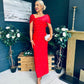 Audrey Embellished Occasion Dress Red