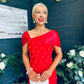 Audrey Embellished Occasion Dress Red
