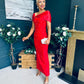 Audrey Embellished Occasion Dress Red