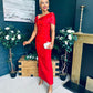 Audrey Embellished Occasion Dress Red