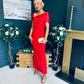 Audrey Embellished Occasion Dress Red