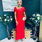 Audrey Embellished Occasion Dress Red