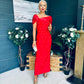 Audrey Embellished Occasion Dress Red