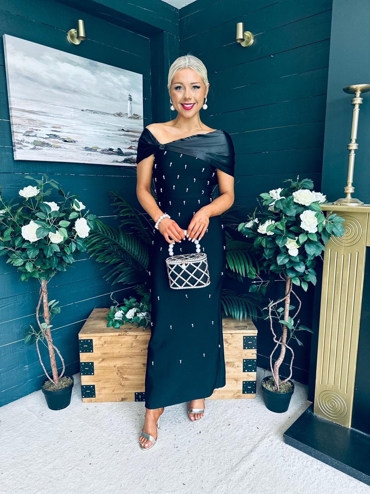 Audrey Embellished Occasion Dress Black