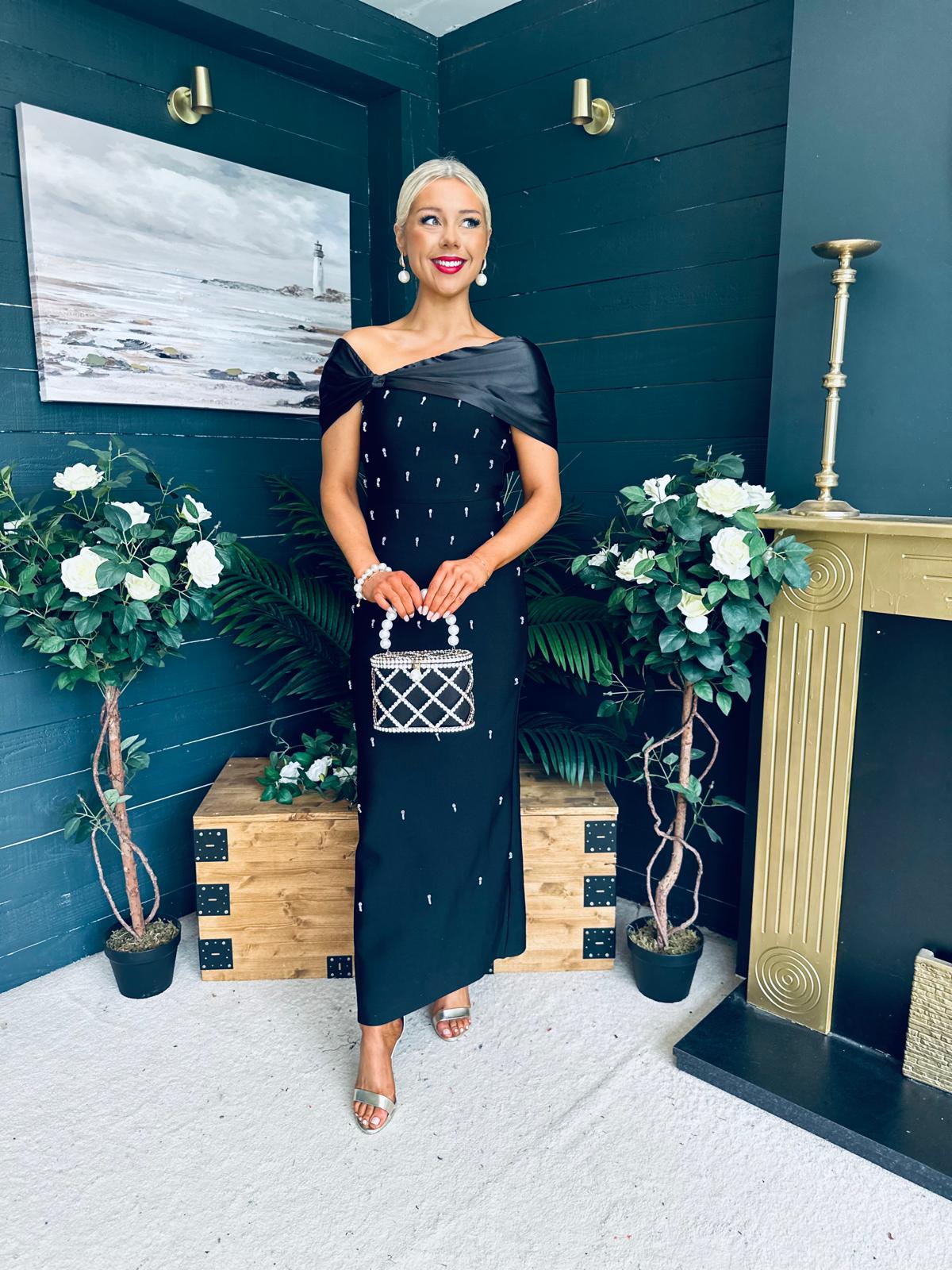 Audrey Embellished Occasion Dress Black