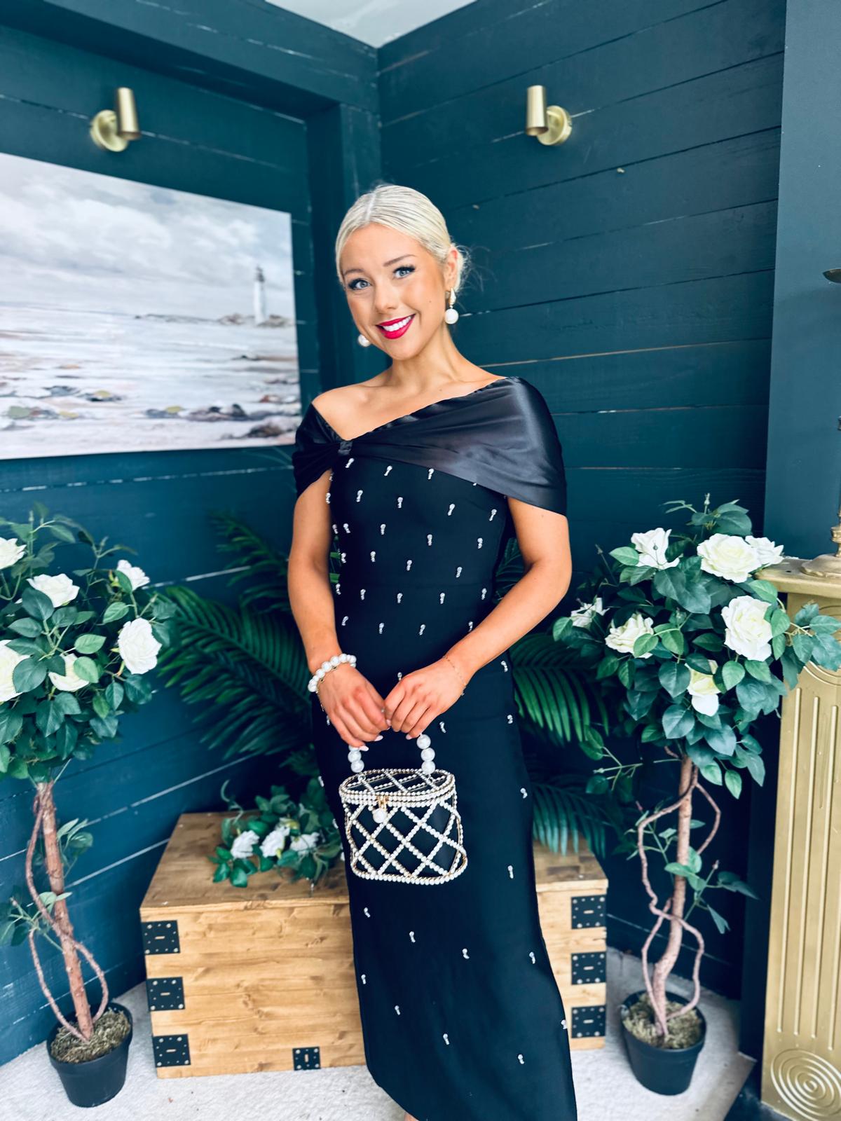Audrey Embellished Occasion Dress Black