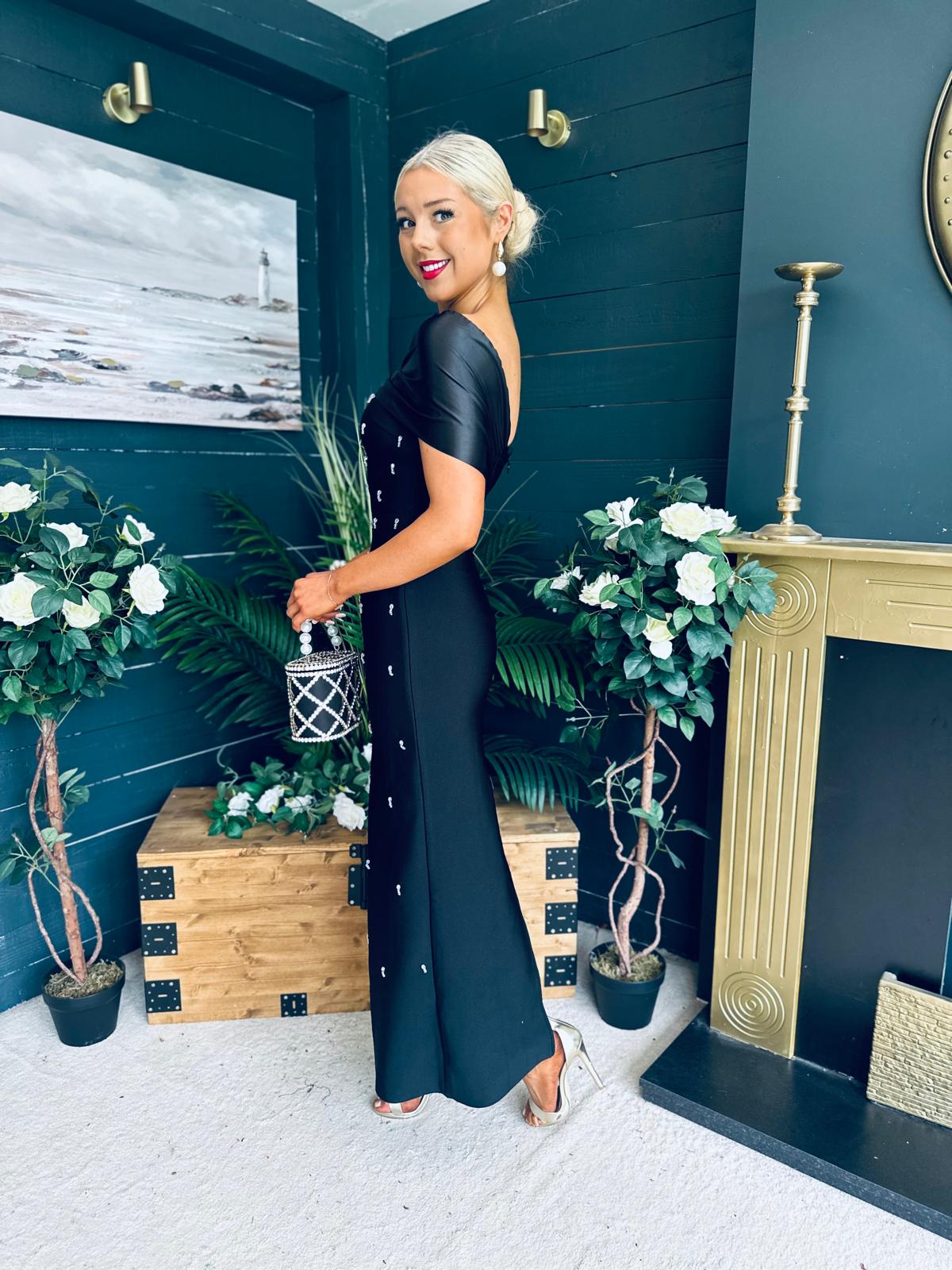 Audrey Embellished Occasion Dress Black