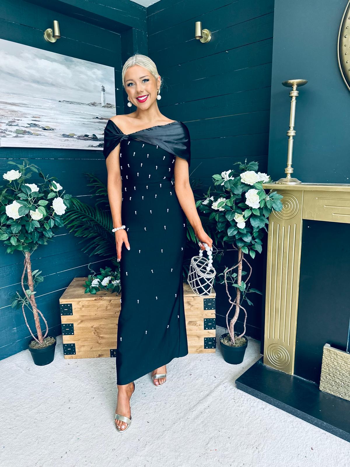 Audrey Embellished Occasion Dress Black