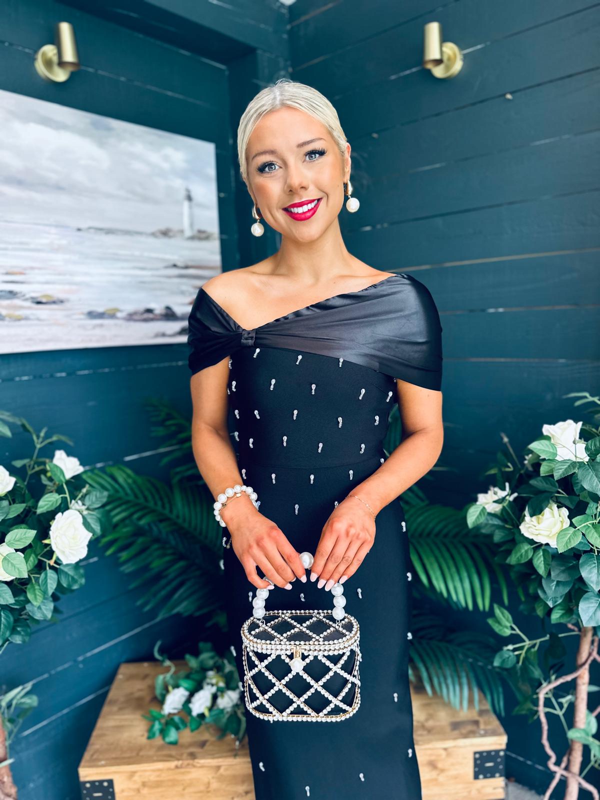 Audrey Embellished Occasion Dress Black