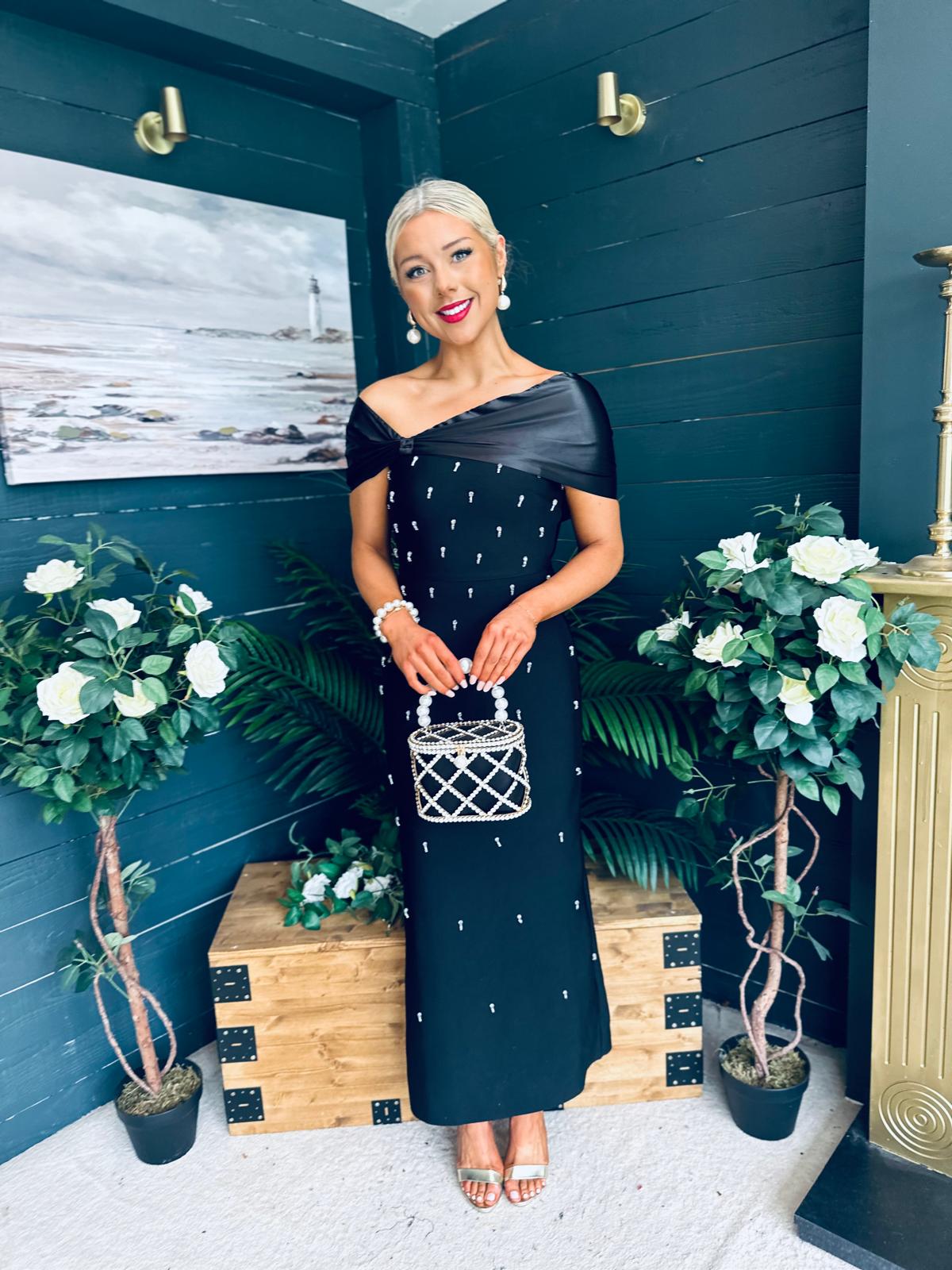 Audrey Embellished Occasion Dress Black