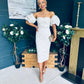 Hannah Bardot Occasion Dress Almond
