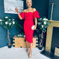Hannah Bardot Occasion Dress Red