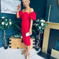 Hannah Bardot Occasion Dress Red