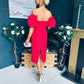Hannah Bardot Occasion Dress Red