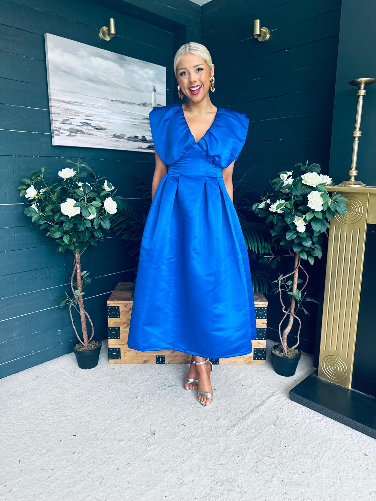 Candice Detailed Occasion Dress Cobalt