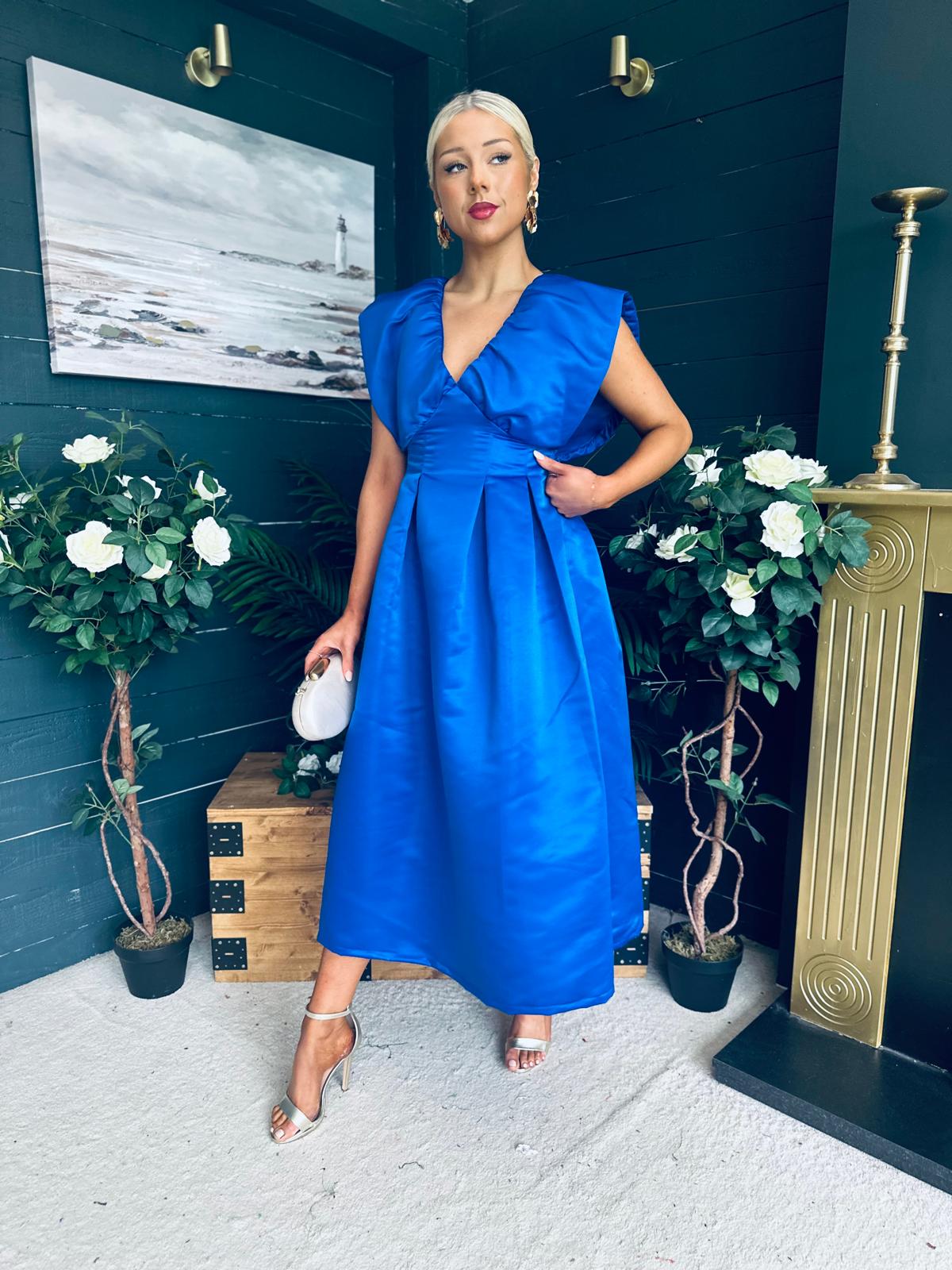 Candice Detailed Occasion Dress Cobalt