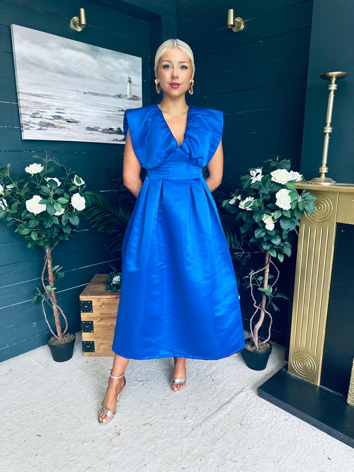 Candice Detailed Occasion Dress Cobalt