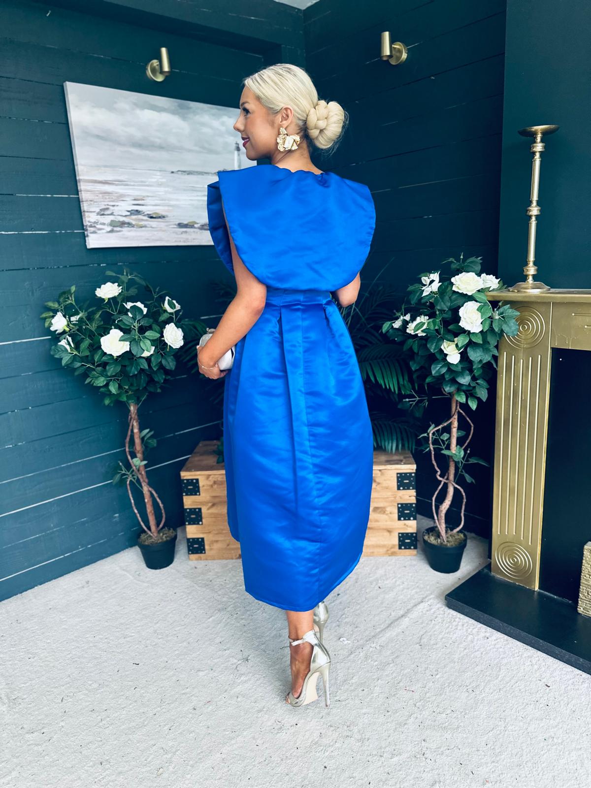 Candice Detailed Occasion Dress Cobalt