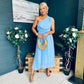 Robyn One Shoulder Midi Dress Pwr Blue