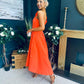Erin Pearl Detailed Occasion Dress Orange