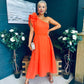 Erin Pearl Detailed Occasion Dress Orange