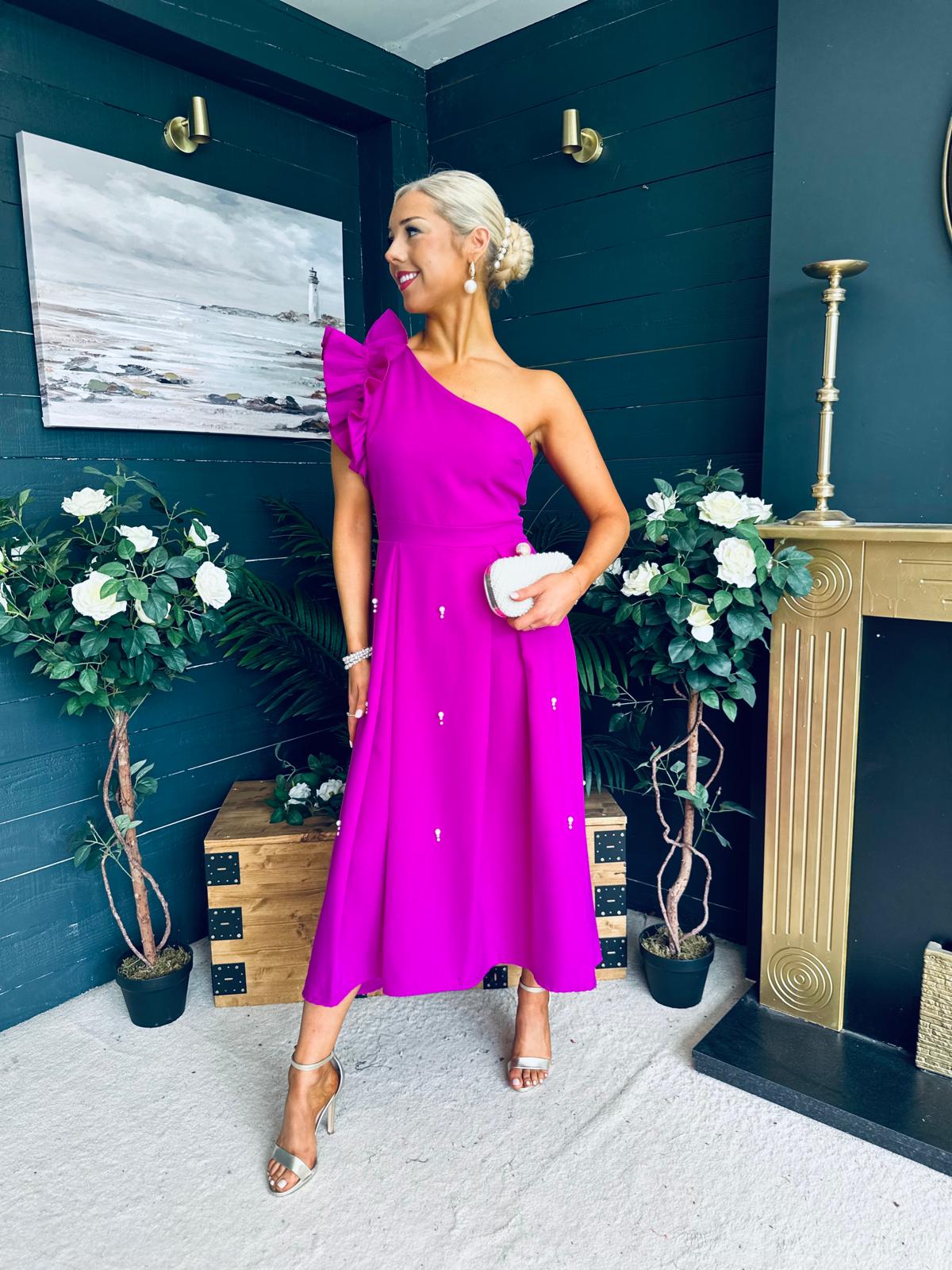 Erin Pearl Detailed Occasion Dress Orchid
