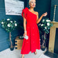Erin Pearl Detailed Occasion Dress Red