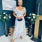 Aoibhe Detailed Midi Dress Polka Black / White