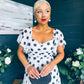 Aoibhe Detailed Midi Dress Polka Black / White