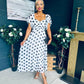 Aoibhe Detailed Midi Dress Polka Black / White