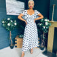 Aoibhe Detailed Midi Dress Polka Black / White