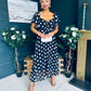 Aoibhe Detailed Midi Dress Polka Black