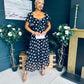 Aoibhe Detailed Midi Dress Polka Black
