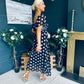 Aoibhe Detailed Midi Dress Polka Black