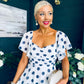 Aoibhe Detailed Midi Dress Polka Navy / White