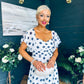 Aoibhe Detailed Midi Dress Polka Navy / White