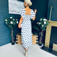 Aoibhe Detailed Midi Dress Polka Navy / White