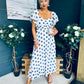 Aoibhe Detailed Midi Dress Polka Navy / White