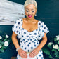 Aoibhe Detailed Midi Dress Polka Navy / White